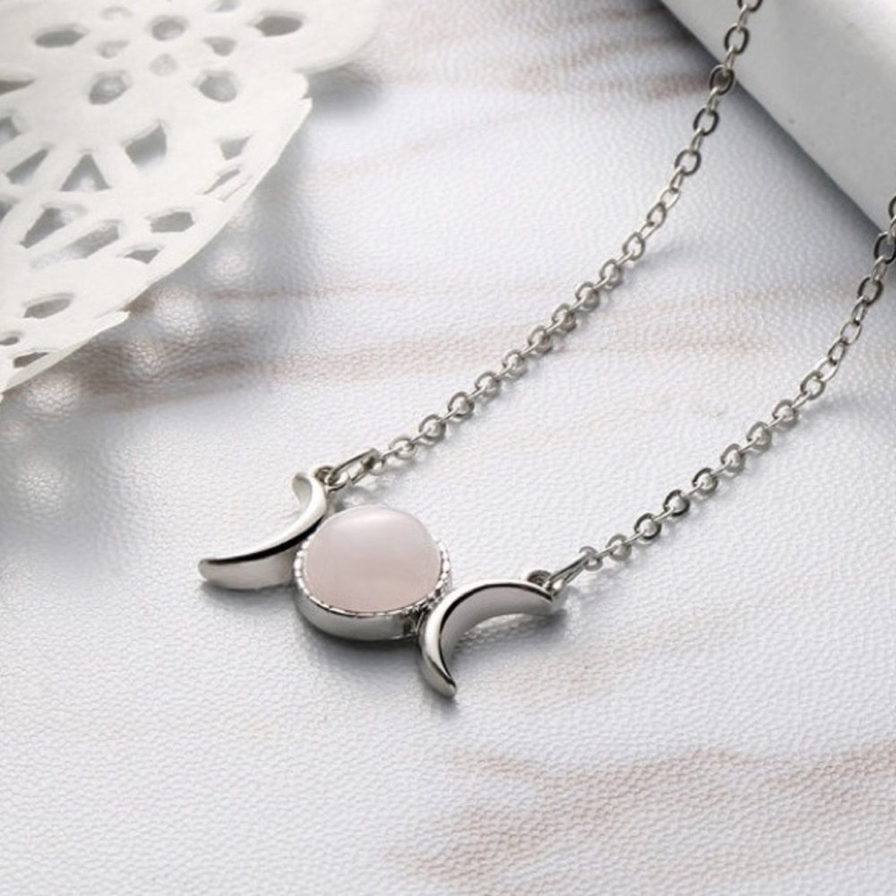 ❗️2 left❗️Crescent Moon Genuine Stone Necklace - Picture 4 of 8